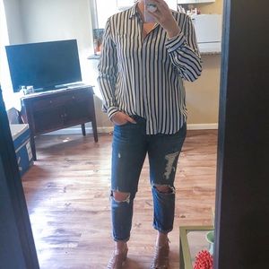 Anne Taylor Loft Striped Blouse